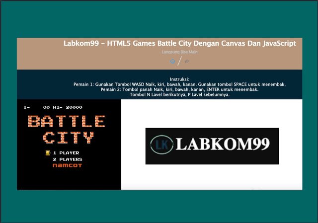 HTML5 Games Battle City Dengan Canvas Dan JavaScript Langsung Bisa Main