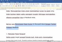 Menentukan Posisi Kursor Di Microsoft Word Dengan Tombol Pintasan MacBook