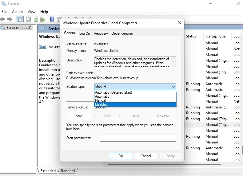 Cara Mematikan Windows Update